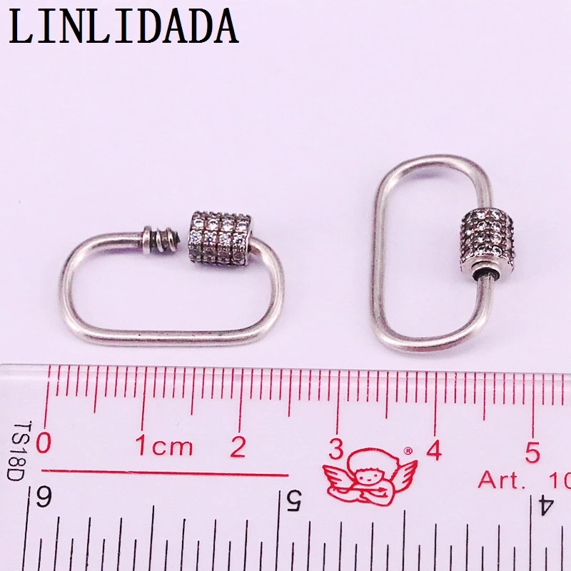 

5Pcs 15*24mm Antique Silver Plated CZ Micro Pave Oval Shape Clasp, Connector Clasp, Findings