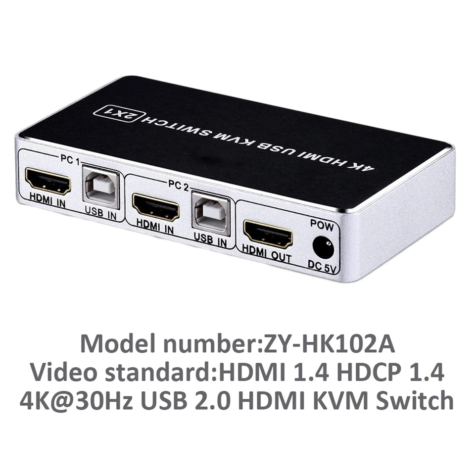 4K 60 Гц KVM переключатель HDMI 2 порта HDMI KVM переключатель USB ПК компьютер KVM переключатель клавиатура мышь переключатель коробка для ноутбука, PS4, Xbox