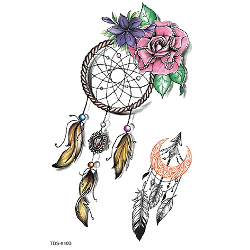 Поддельные татуировки стикеры волк девушка искусственные цветы лаванда