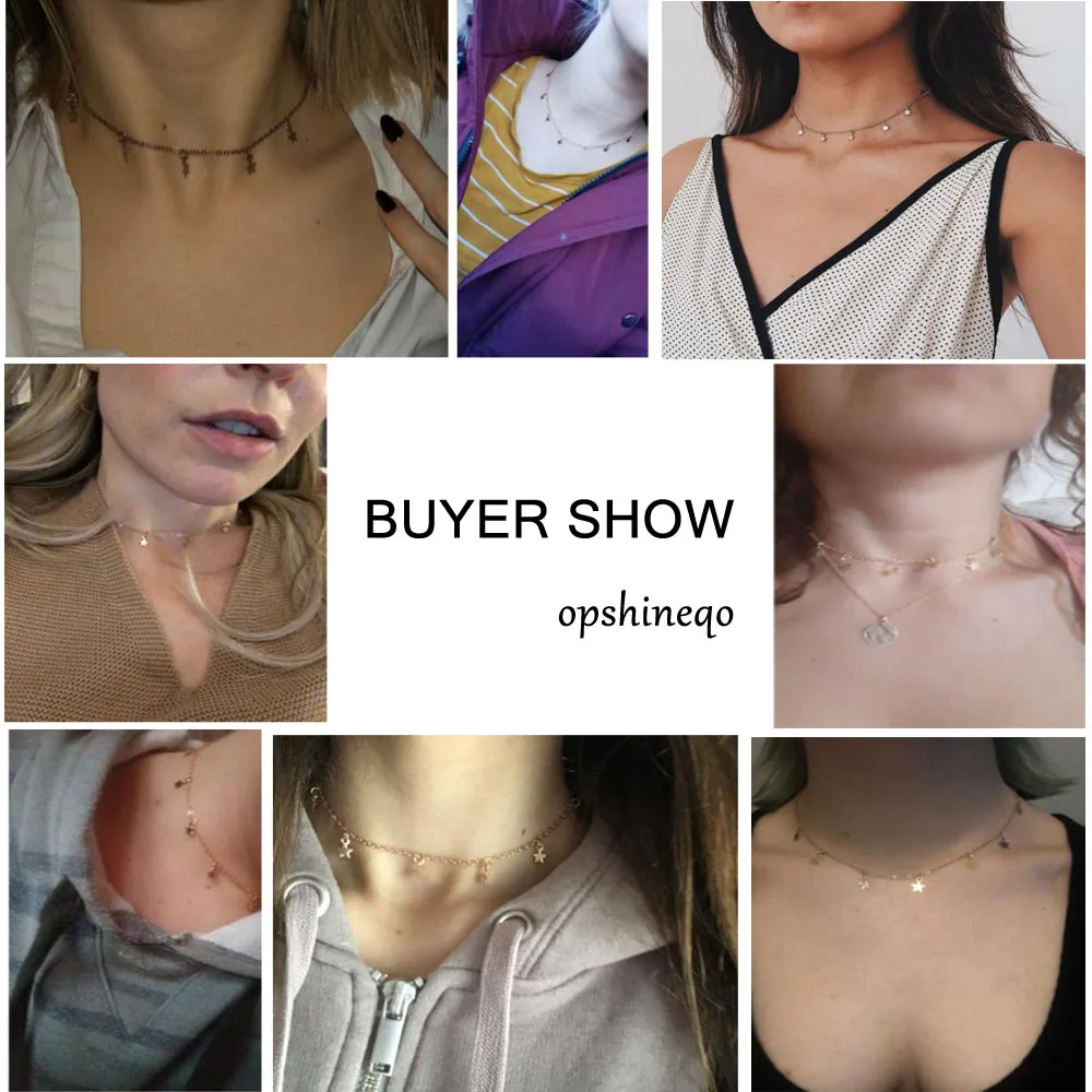 Женское колье чокер со звездами золотистого цвета ожерелье для девушек