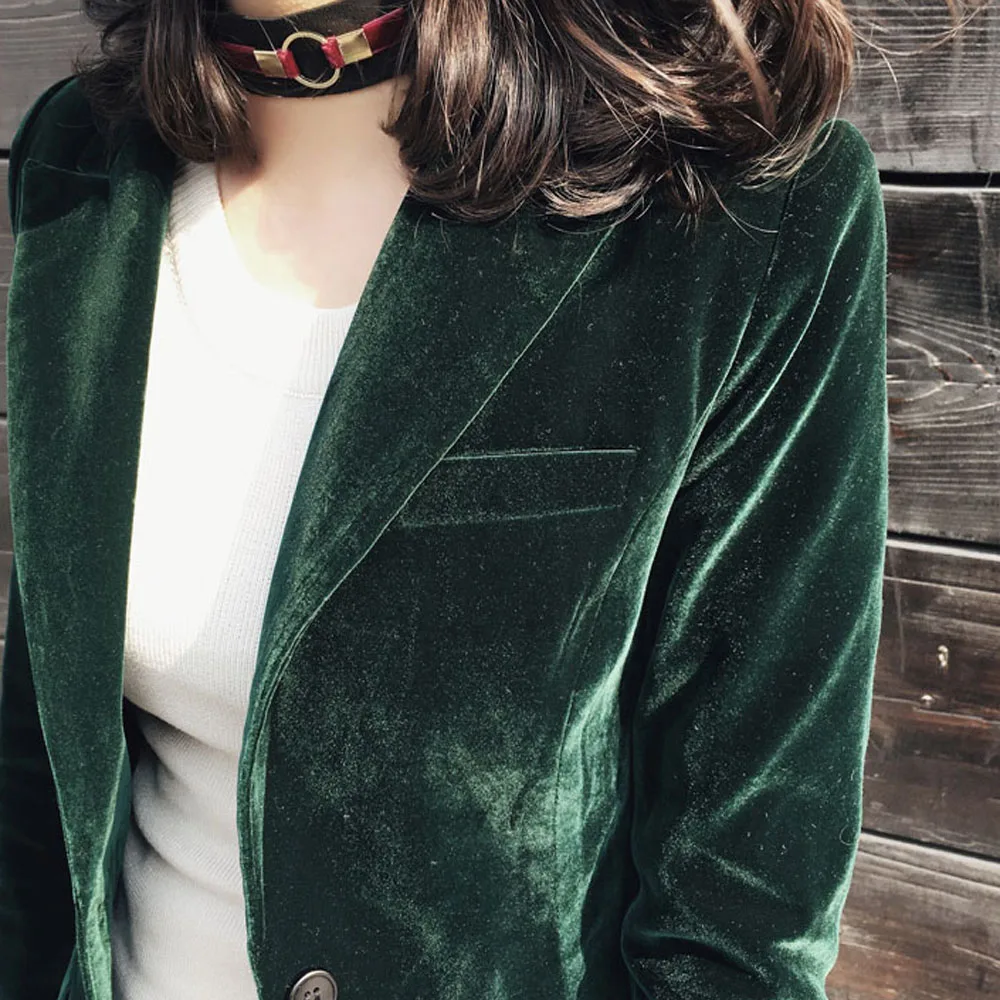 Женский вельветовый блейзер с длинным рукавом и карманами