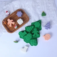 6 together christmas tree shaped cookie man socks santa silicone cake cookie molds christmas dessert diy plastic cookie cutters