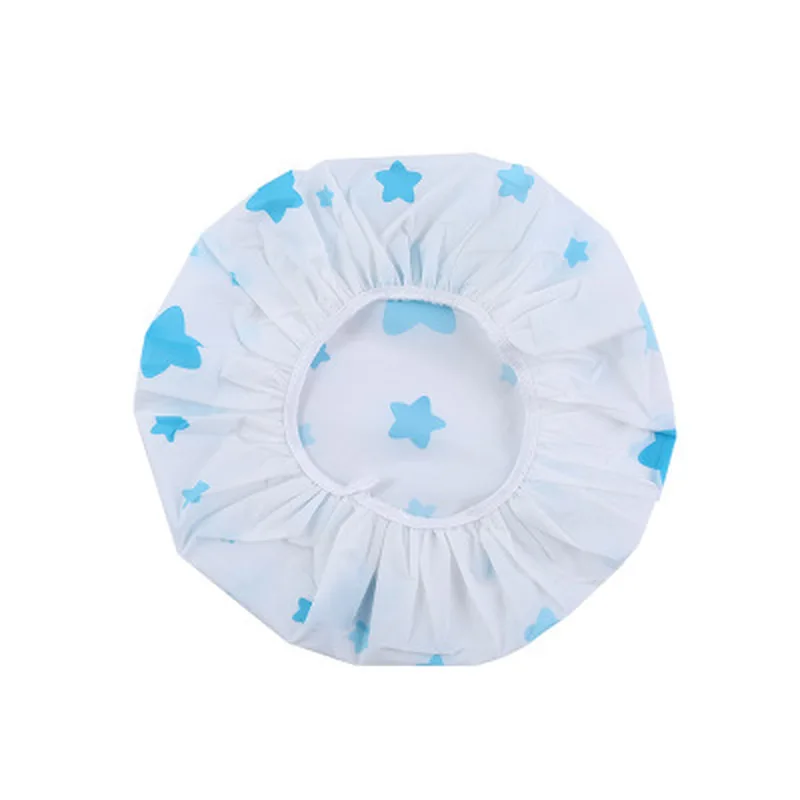 

10 pcs Print PE waterproof shower cap adult bath cap foreign trade bath cap hotel bath cap beauty daily gift/reusable/
