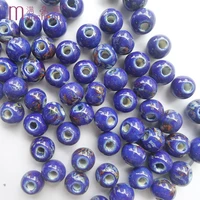 10 beads lots diy round shape 12mm blue and white porcelain ceramics loose beads bracelet jewelry making handmade accessories