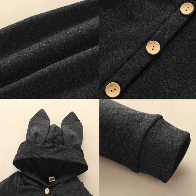 

Fashion Autumn Baby Boy Girl Clothes Long Sleeve Rompers Newborn Cute Rabbit Ears Hooded Jumpsuit Infant Bodysuit 3 Colors 0-24M