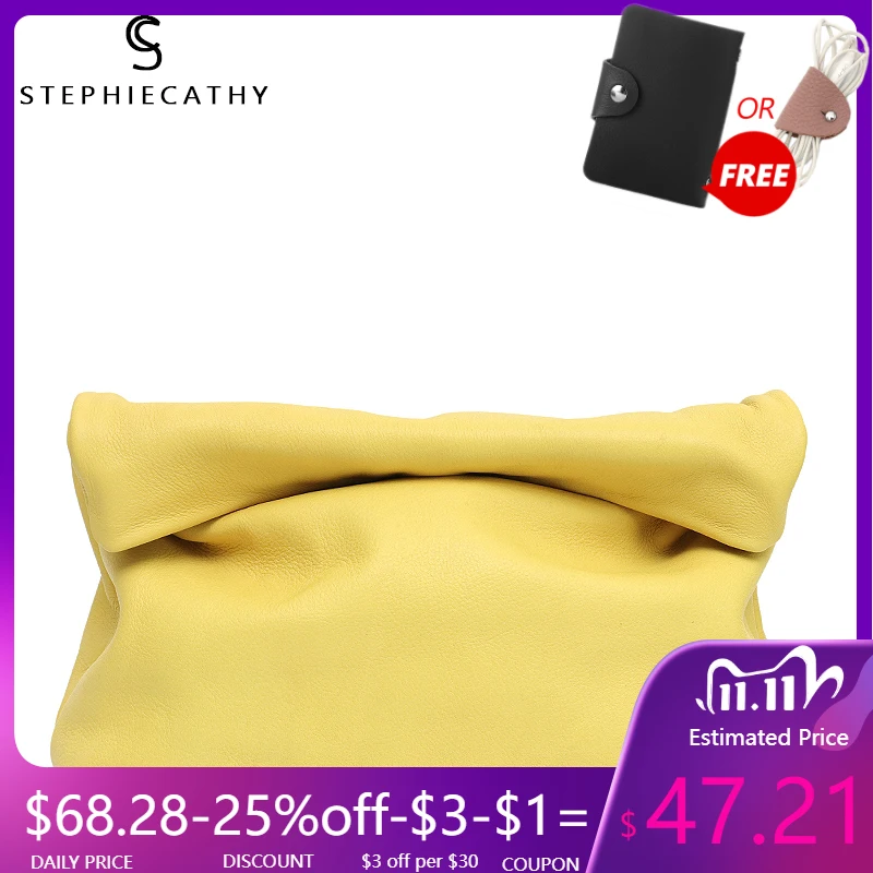 

Женский клатч из натуральной кожи SC, Стильный дизайнерский кошелек-клатч макарон, милая Складная Сумочка из воловьей кожи, цвета макарон