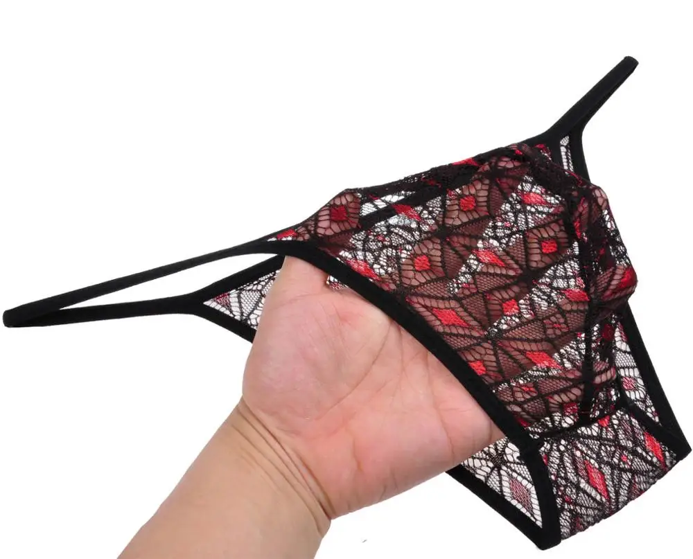 Мужское нижнее белье 5 шт./лот прозрачные ромбовидные кружевные трусы с тонким