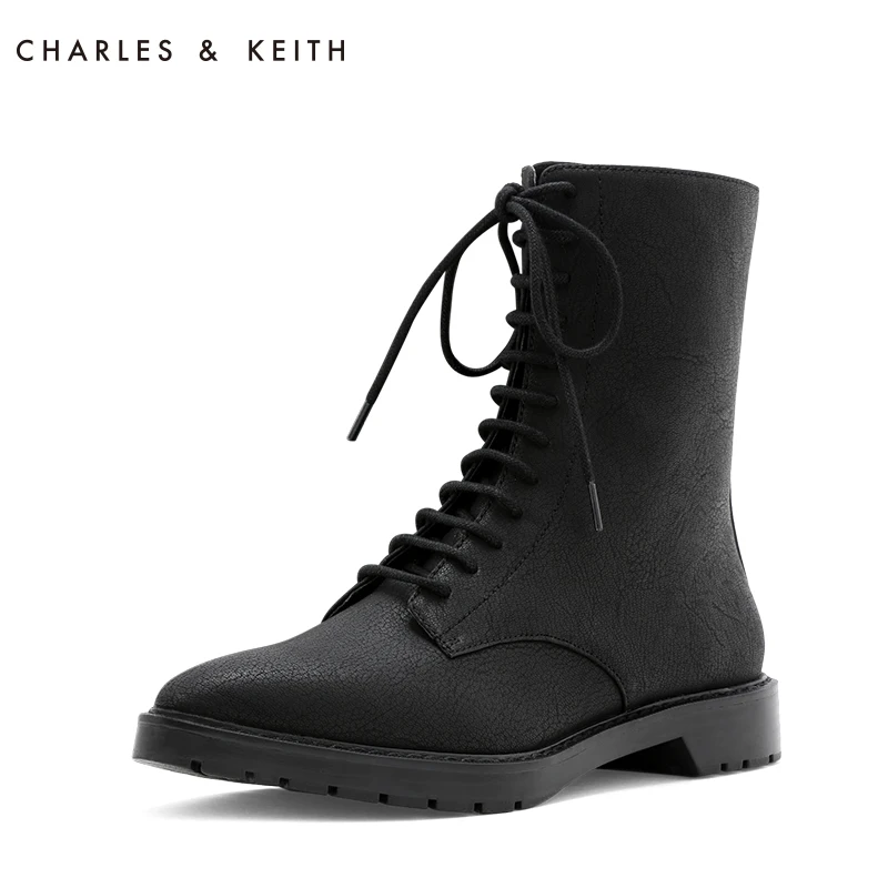 CHARLES＆KEITH Женские Берцы CK1-90900067 Чувство Твердости На шнуровке Средний Каблук