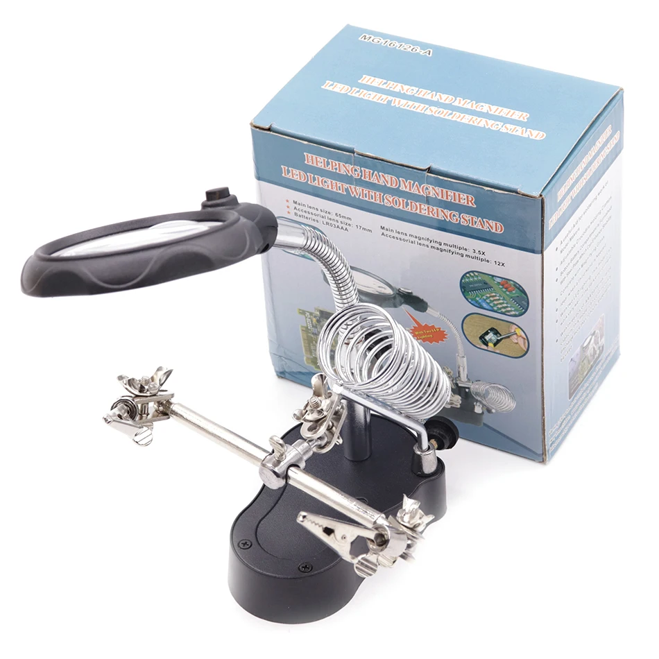 Сварочное увеличительное стекло с светодиодный светильник 3.5X 12X объектив