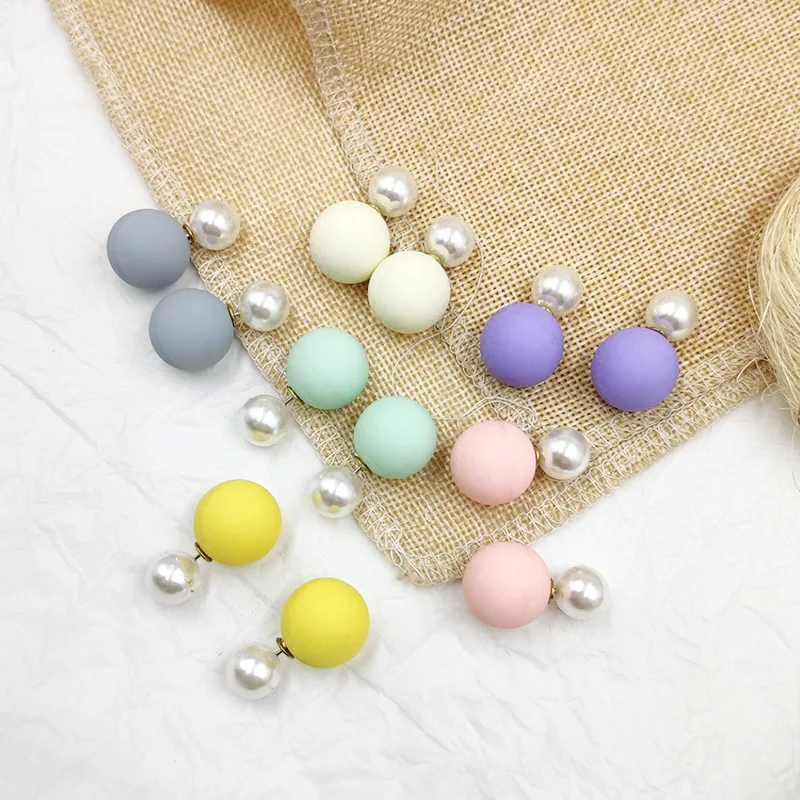 Простой стиль с двумя бортами большими бусинами серьги шарики карамельный цвет