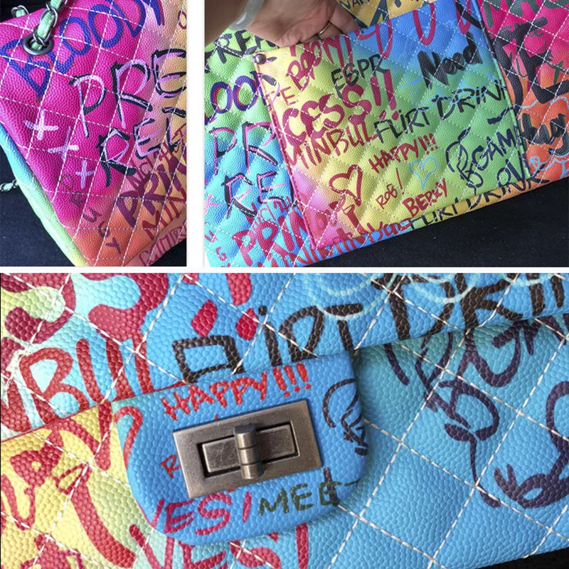 Женская сумка в стиле граффити большая дорожная на плечо дизайнерские сумки