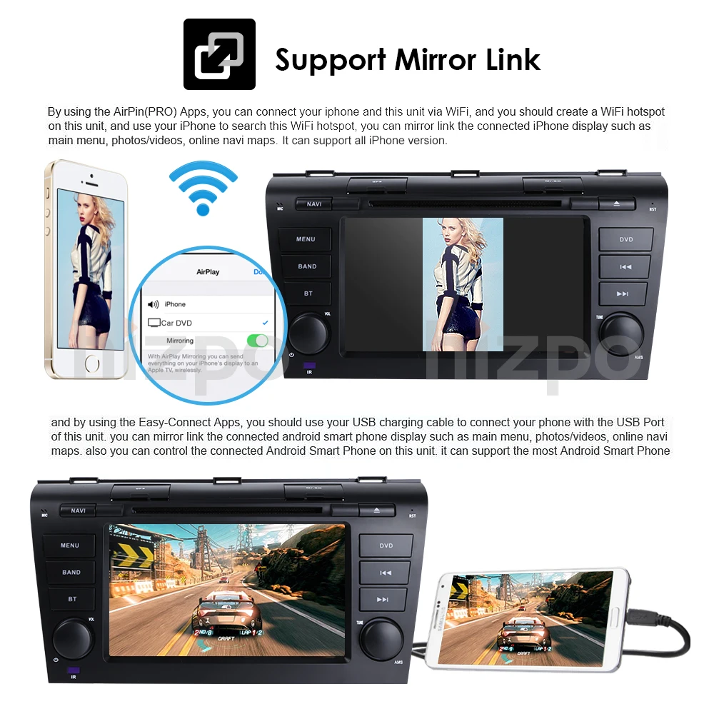 2DIN 1024*600 четырехъядерный Android9.0 подходит для Мазда 3 2004-2009 автомобильный монитор dvd-плеер навигация gps Радио canbus рулевое колесо DVR карта