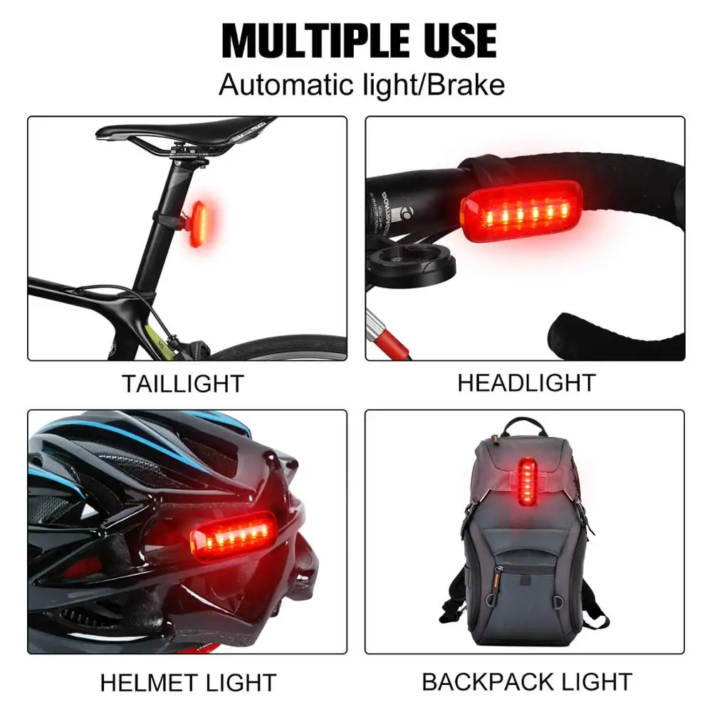 

WEST BIKING Intelligent Induction Bicycle Light Waterproof USB Rechargeable Brake Sensing Taillight LED Flashlight Rear Lamp 120