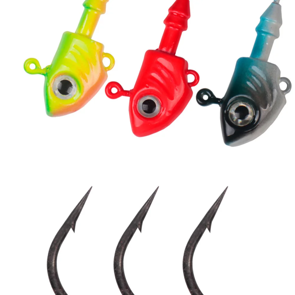 

10PCS Fishing Simulation Fish Hook Fish Head Compound Lead Hook with Bait Pointed Mouth Fish Hook (Blue 10G)