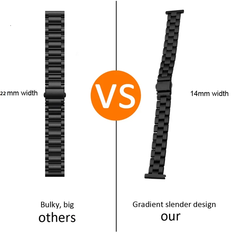 22mm 20mm Slim Strap For Samsung Galaxy Watch 4 44mm 40mm Active 2 Stainless Steel Bracelet For Galaxy Watch 4 Classic Band 3 45