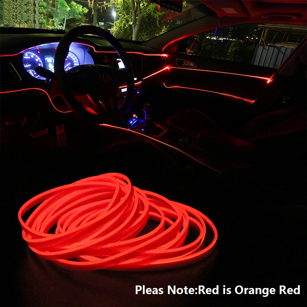 12V OKEEN EL Wire LED Strip Car Atmosphere Decor Light for Halloween Party - Neon LED Strips for Cars, Flexible Light Rope Tubing image 2