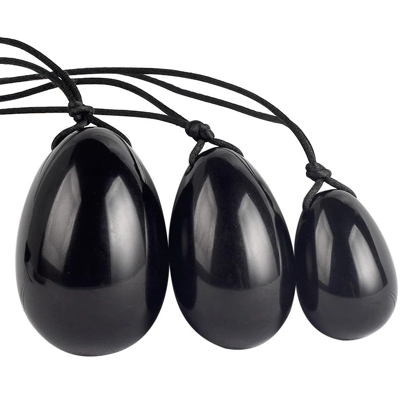

3pcs Jade Eggs Natural Black Obsidian Yoni Egg for Kegel Exercise Pelvic Floor Muscles Vaginal Exercise Massage & Relaxation