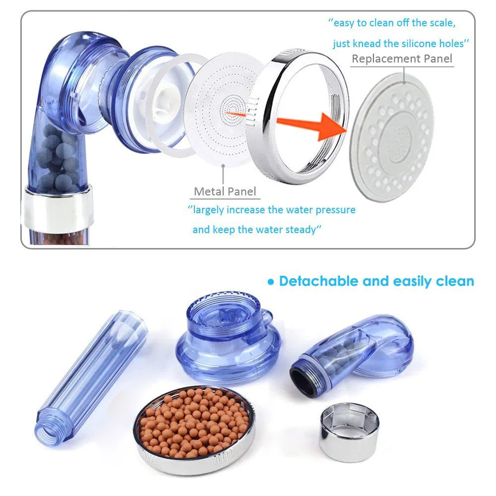 

3 Modes Bath Shower Adjustable Jetting Shower Head High Pressure Saving water Bathroom Anion Filter Shower SPA Nozzle