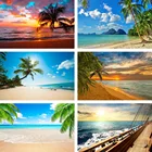 Фон для фотосъемки с изображением тропического моря пляжа пальм дерева Авроры летнего отдыха Природный сценический фон фотосессия Фотостудия