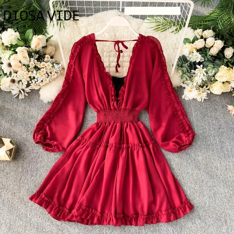 DIOSA VIDE французское Ретро Дворцовое ветровое платье с рукавами фонариками