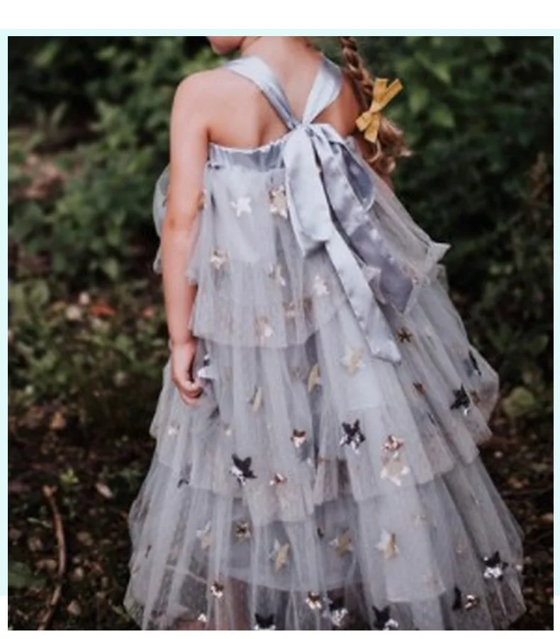 Платье-пачка для девочек блестящее свадебное платье с открытой спиной и