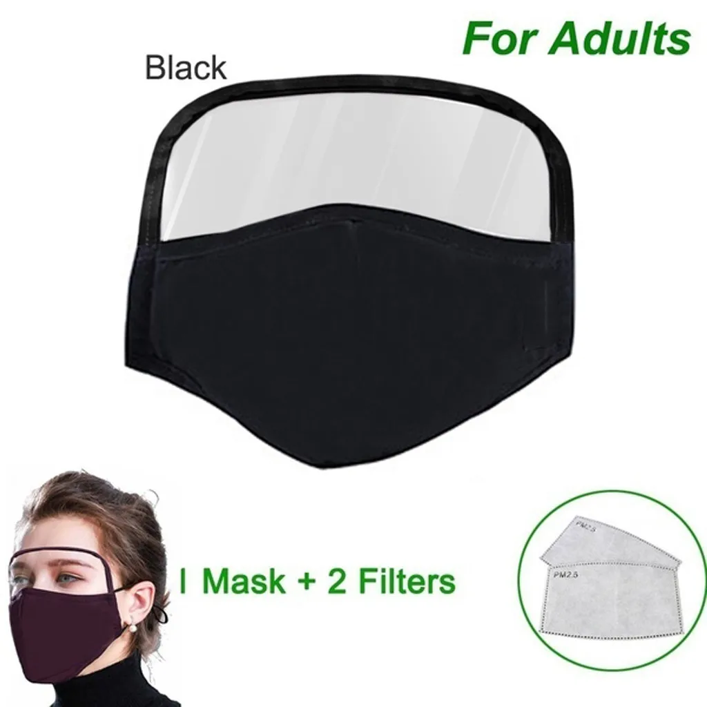 

Cotton Dustproof Outdoor Eyes Protective Face Mask With Eyes Shield + 2 Filters Face Mask Reusable With Eyes Shield Mouth Masks