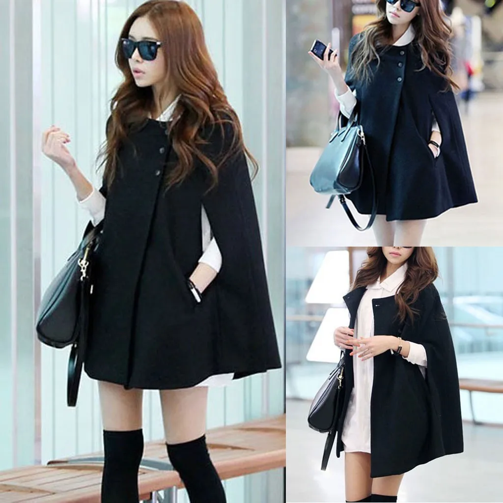 

Long Coat And Winter Autumn Loose Shawl Coat Woolen Cloak Wild Women Women's Coat
