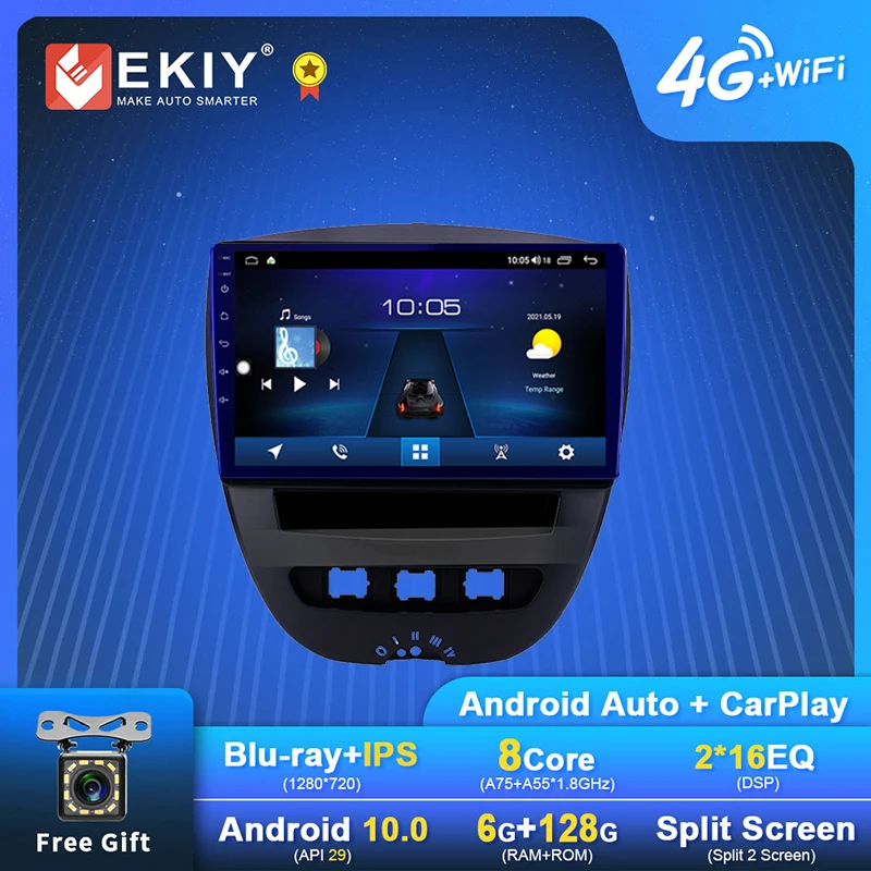 

EKIY Android Car Radio For Peugeot 107 For Toyota Aygo 2005-2014 Navi GPS 1280*720 DSP Carplay Multimedia Player Auto Stereo DVD