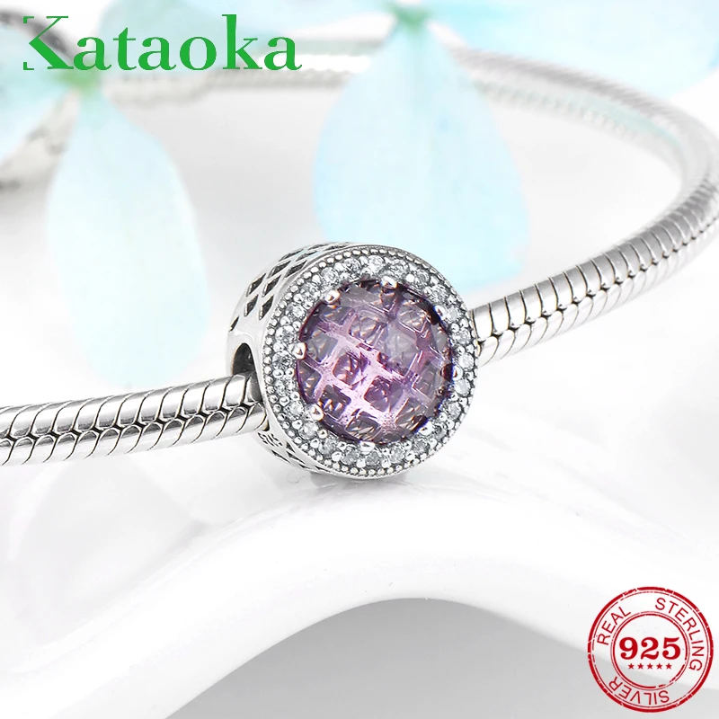 925 пробы Серебряная круглой формы Очаровательный Фиолетовый Кристалл Циркон