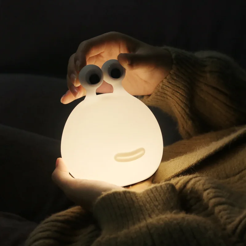 Creative Cute Soft Slug Night Light Children With Sleeping LED Silicone Lamp USB Rechargeable Stepless Dimming Atmosphere Light