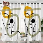 Постельное белье Выход Женский занавес s для гостиной абстрактный художественный кухонный занавес акварель Rideaux черный желтый Современный домашний декор 1 шт