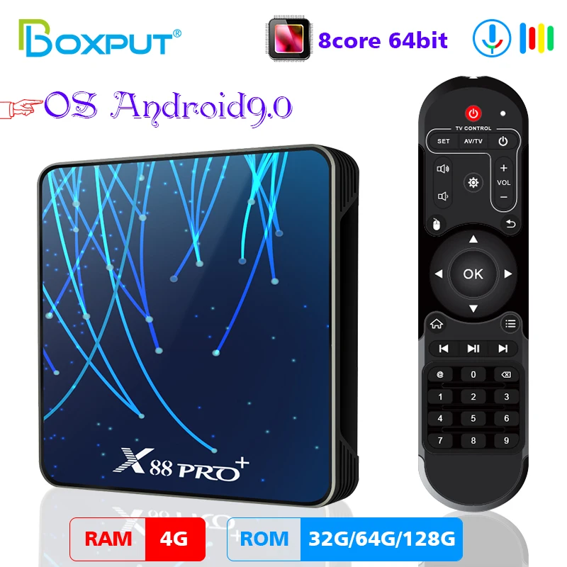 

Оригинальный X88 Pro Plus Smart TV Android 9,0 OS RK3368 Графический медиаплеер DualWIFI OTT TV Box
