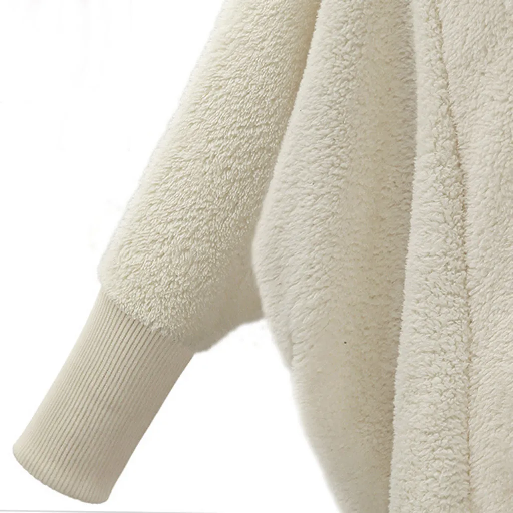 Teddy Bear Coat Jacket Women Fashion Open Stitch Winter Hooded Female Long Sleeve Fuzzy 2019 Hot New | Женская одежда