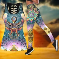 premium egypt combo outfit leggings and hollow out tank top suit yoga fitness soft legging summer women for girl