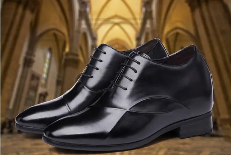 Туфли Cyabmoz мужские из натуральной кожи визуально увеличивающие рост в клетку для