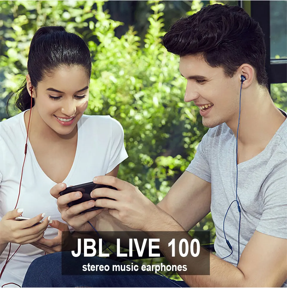 JBL LIVE100 3,5 мм проводные наушники стерео звуковая линия управления Спортивная гарнитура Live 100 Глубокий Бас Звук Наушники громкой связи с микрофоном