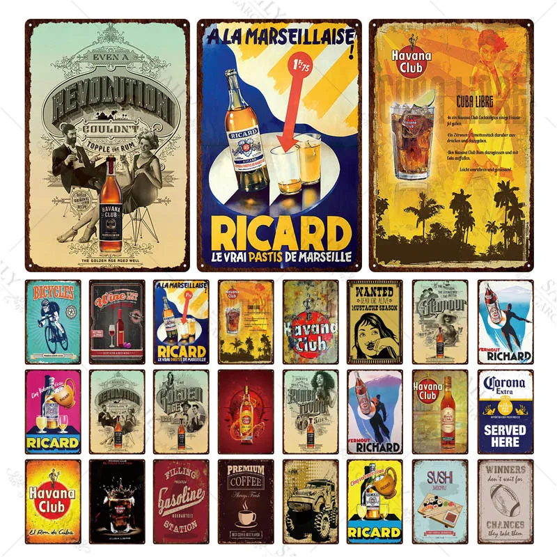

Havana Club Richard Metal Tin Signs Sports Food Decorative Signs Plaque Metal Vintage Wall Music Bar Home Art Retro Craft Decor