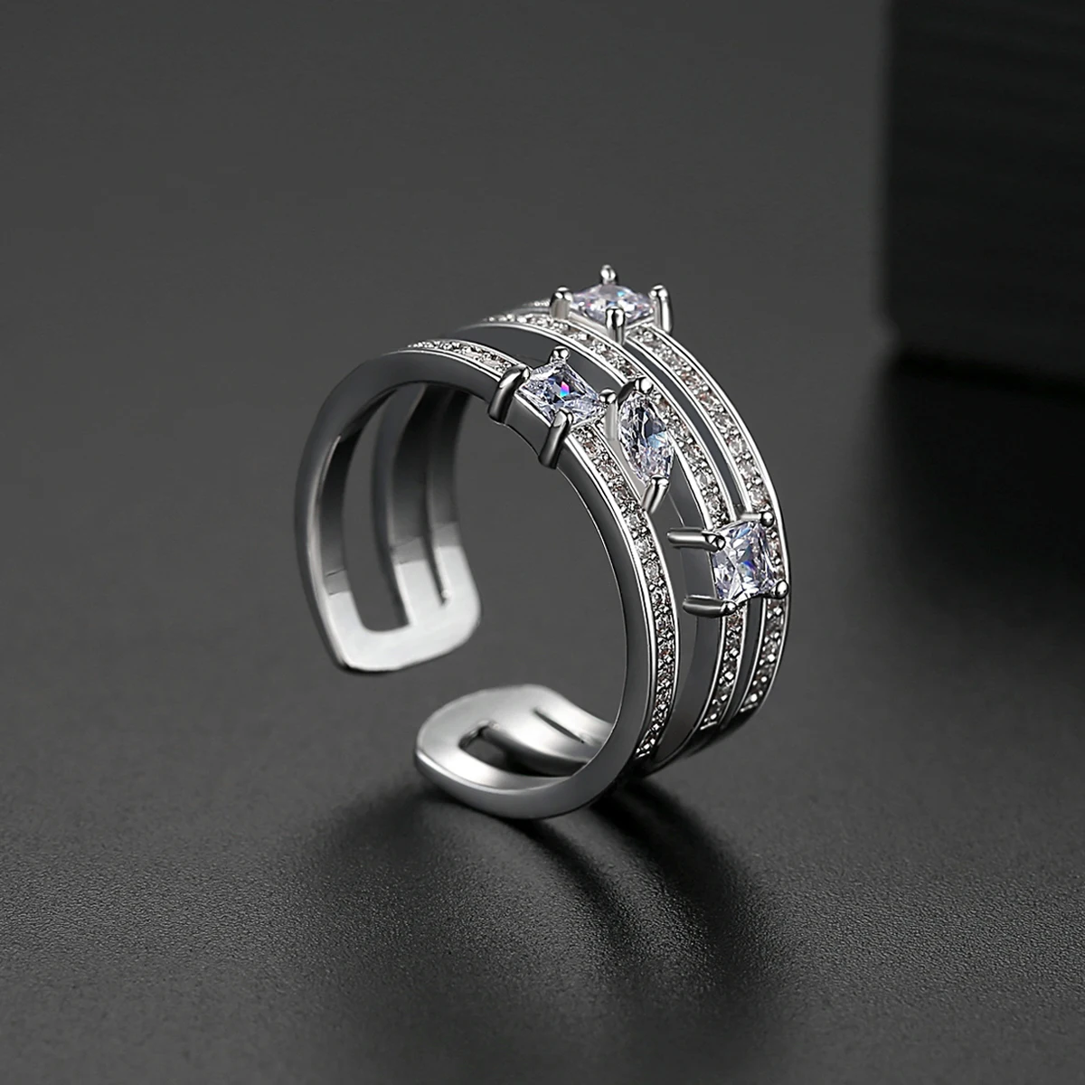 LUOTEEMI трехслойное регулируемое кольцо для женщин Свадебная вечеринка выложенное