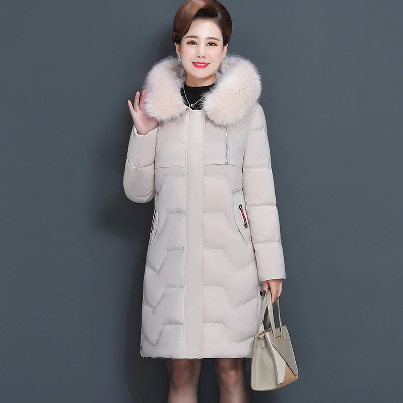 Зимнее пальто большого размера для женщин среднего возраста зимнее теплое
