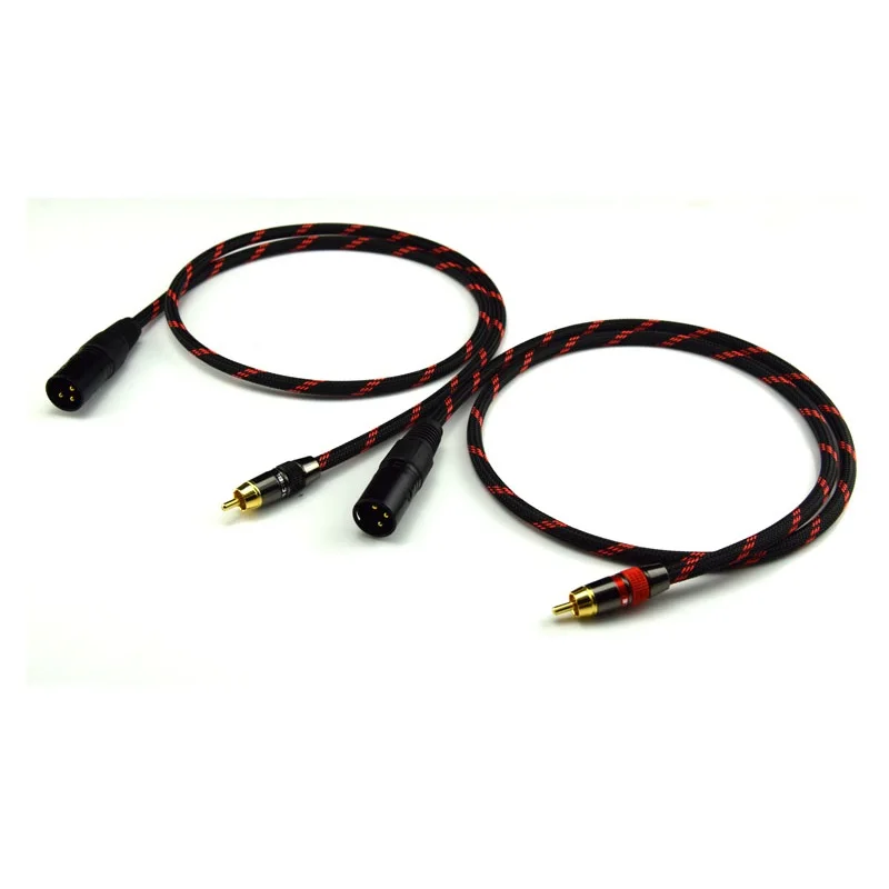 

1 Pair Hifi RCA to XLR Cable High Quality 4N OFC 2 RCA Male to 2 XLR Male Cable DIY Amplifier Plugs