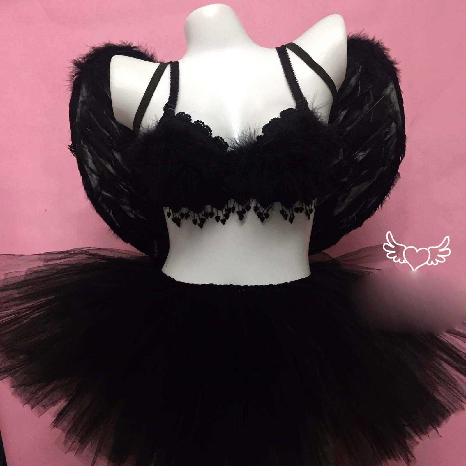 

Электрическая юбка-пачка с крыльями дьявола, юбка-пачка для прыжков, Женская юбка-пачка, сексуальный черный костюм бикини певицы