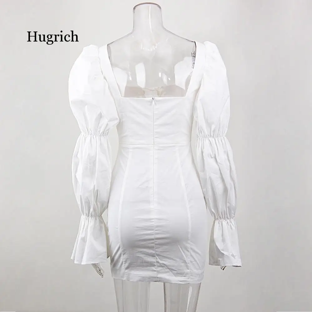 

Sexy Long Sleeve Square Collar Dress Women Summer Elegant Bandage Bodycon Mini Dresses Streetwear Slim Vestido New