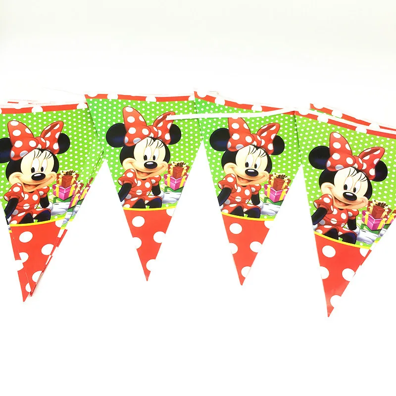 flag 1set Минни anniversaire вечерние Минни Маус посуда коллекция для маленьких детей на день рождения украшения, товары для вечеринки - Цвет: flag 1set