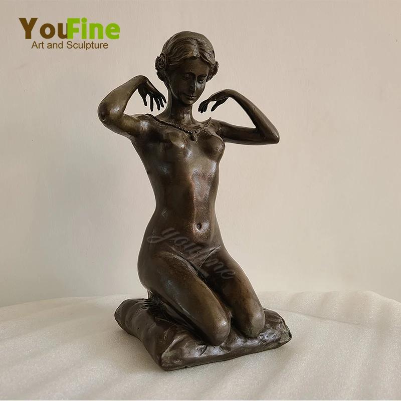 

10-дюймовая Современная Статуэтка из искусственной бронзы телесного цвета, статуэтка без одежды для украшения дома, отеля