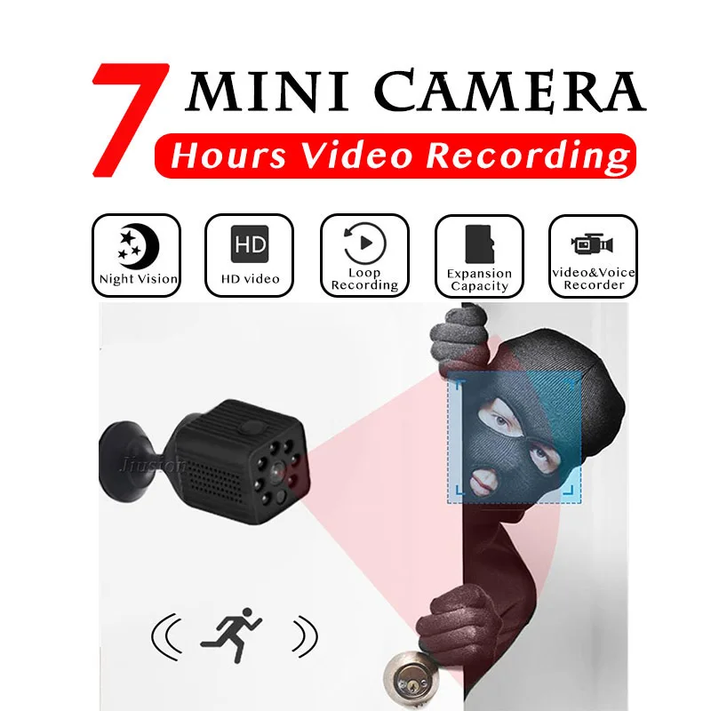 Мини камера с автоматической ночной видимостью Body Cam с датчиком движения, скрытая секретная маленькая камера DVR MicroCamera, поддержка скрытой TF-карты.