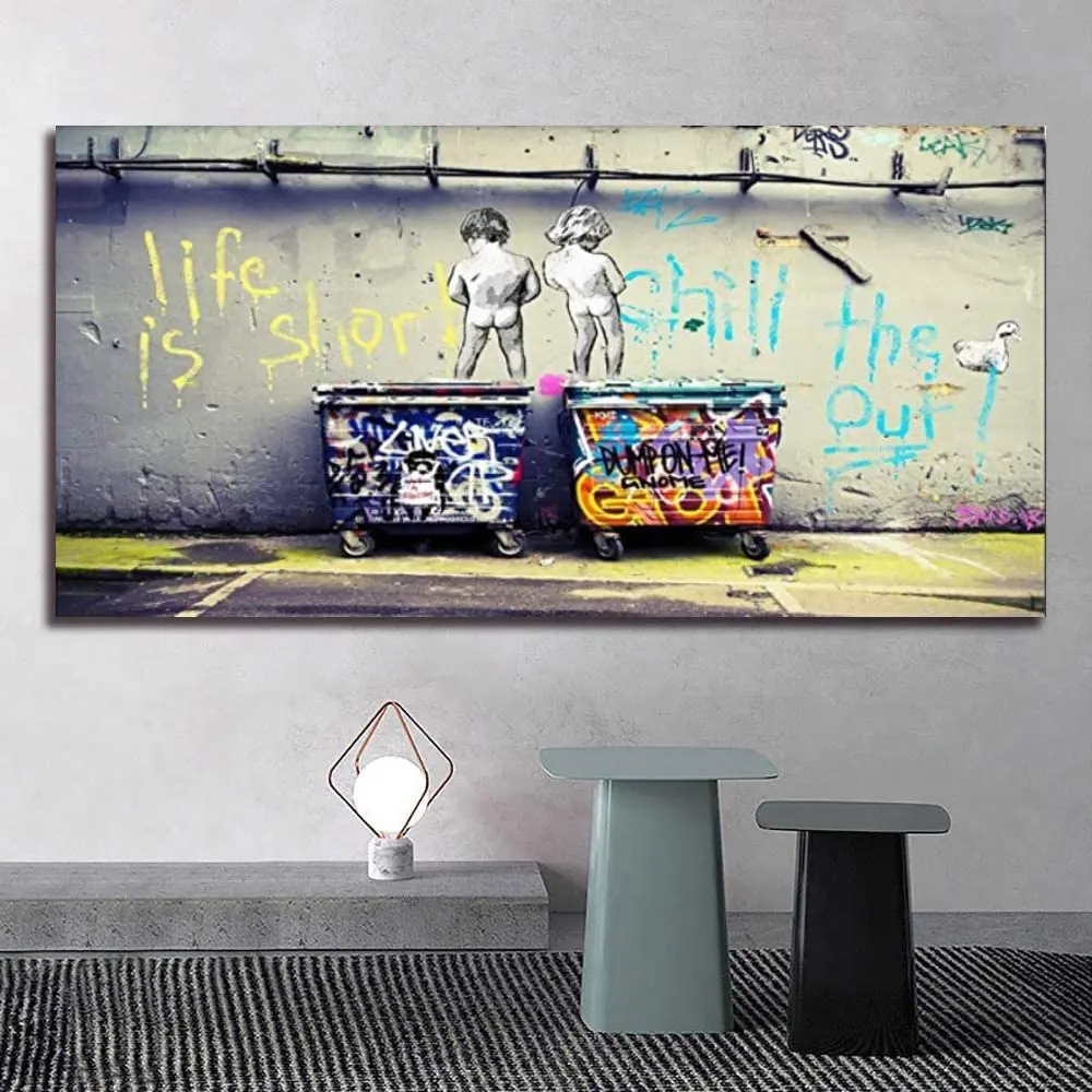 

Banksy Graffiti Art Wall Art Canvas Paintings HD Printed Abstract Street Art Posters Prints Life Is Short Chill The Duck Out Pop