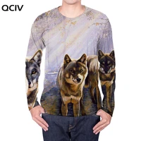 qciv wolf long sleeve t shirt men animal 3d printed tshirt landscape funny t shirts home hip hop mens clothing summer japan