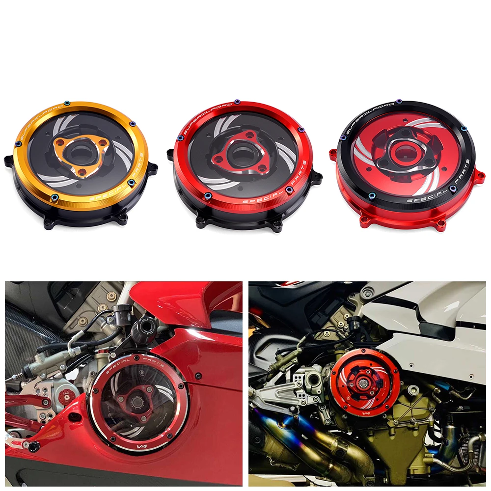 Motorcycle Racing Clutch Cover Spring Retainer Clear Cover CNC Engine Parts For Ducati 959 Panigale 1299 Panigale S R 2016-2019 enlarge