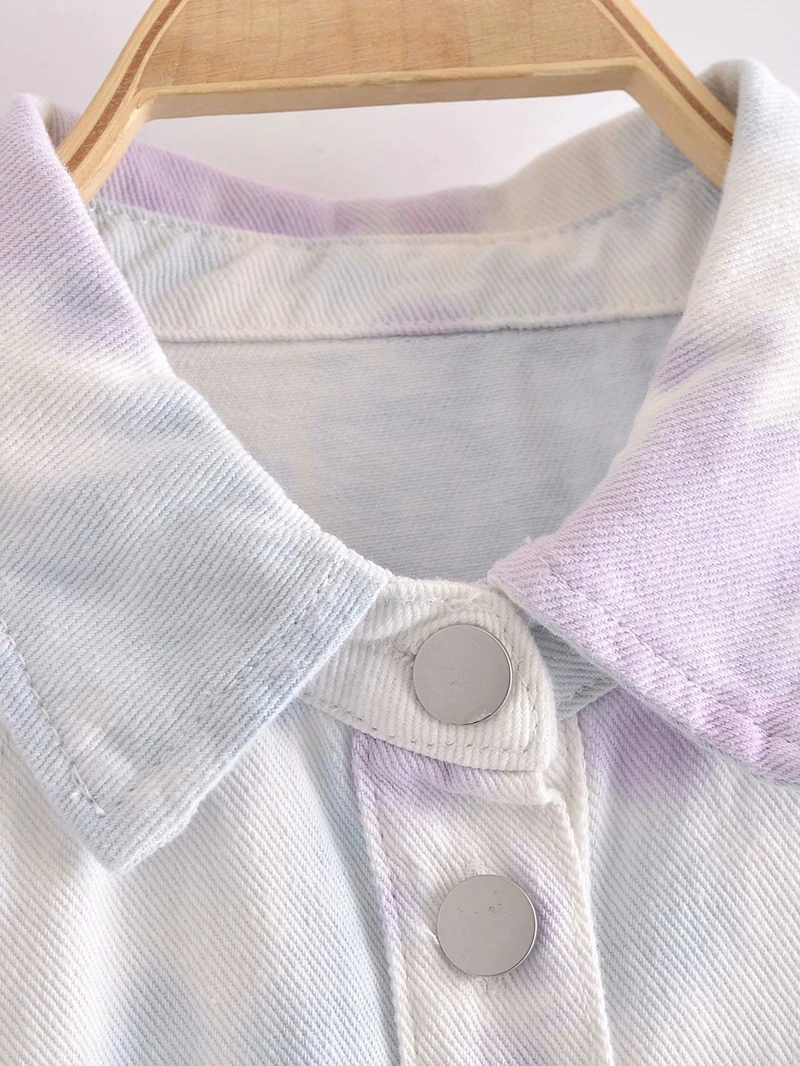 

Women's Sexy Style Cowboy Tie-dyed Suit Single Breasted Turn-down Collar Summer