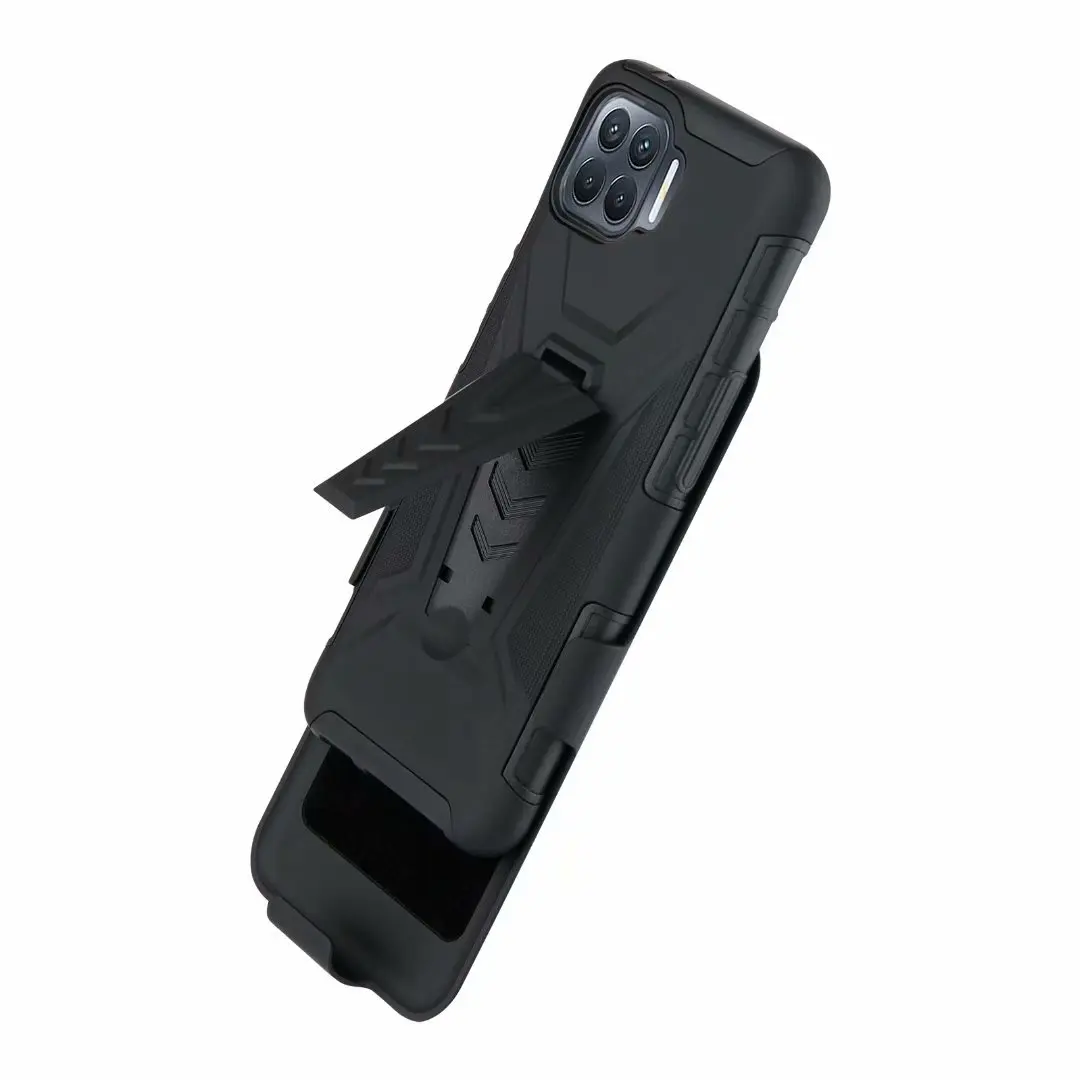 

for Oppo Reno4 F Case, 3-in-1 Shockproof Rugged Holster Protective Case with Kickstand & Swivel Belt Clip for Oppo Reno4 F